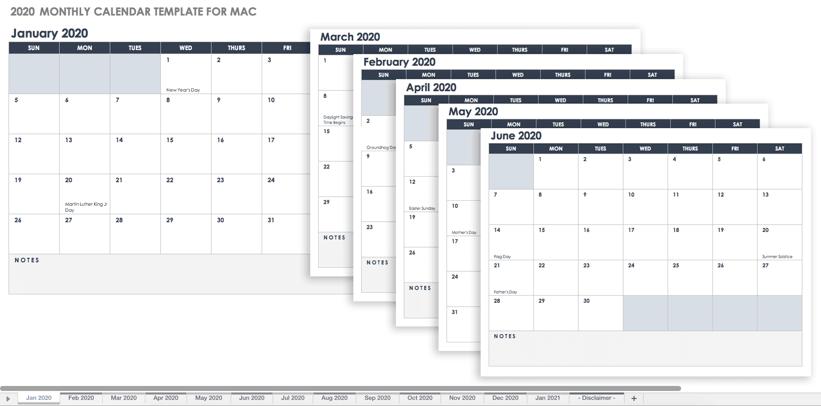 Calendar templates for mac